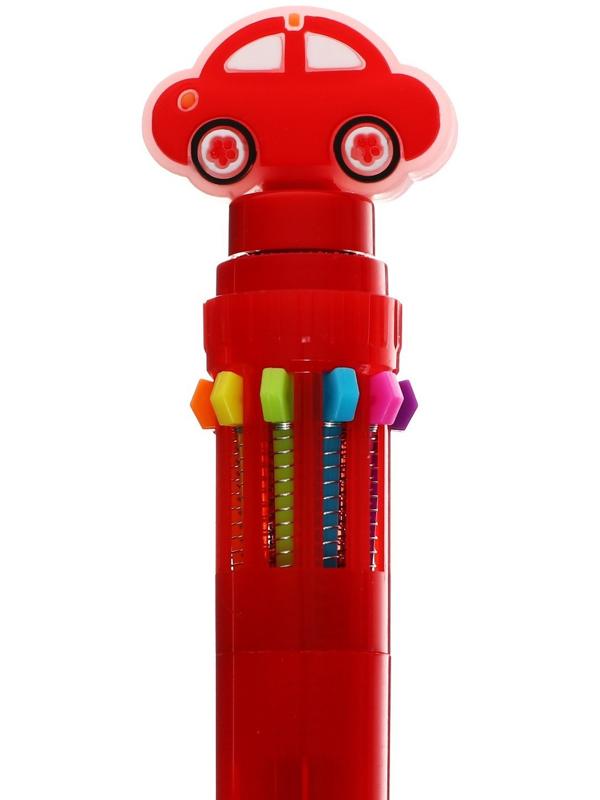 Ручка шариковая автоматическая 10-ти цветная, МИКС Машинка-спиннер