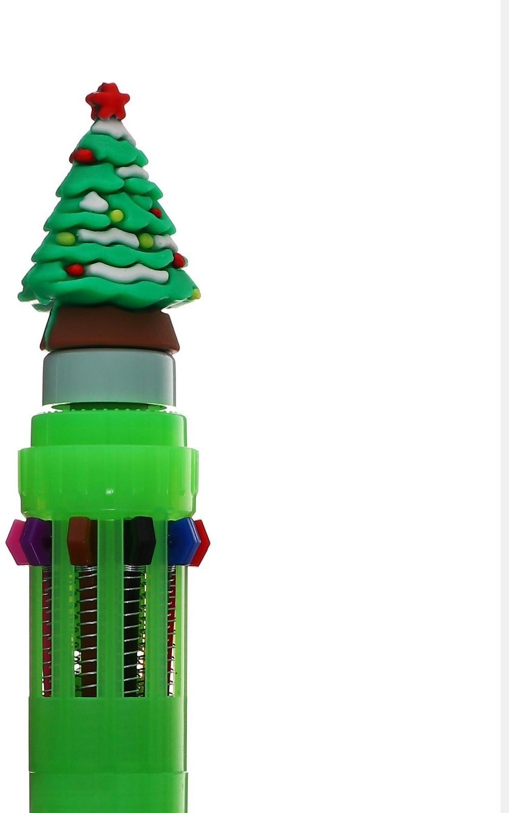 Ручка шариковая автоматическая 10-ти цветная, МИКС Новый год-спиннер