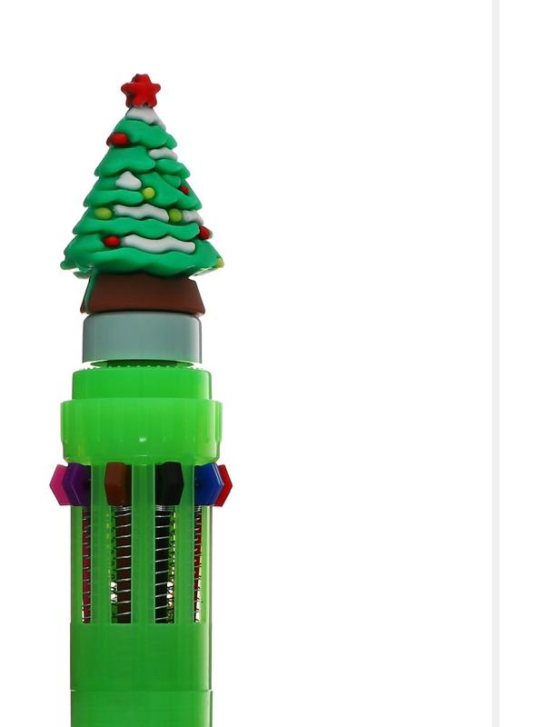 Ручка шариковая автоматическая 10-ти цветная, МИКС Новый год-спиннер