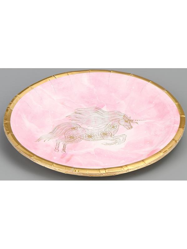 Тарелка бумажная «Золотой единорог», 6 шт.