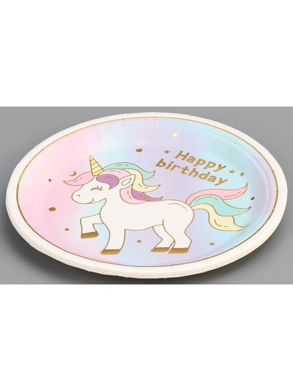 Тарелка бумажная «Единорожка», 6 шт.