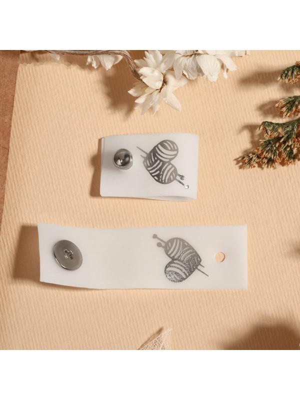 Бирка с кнопкой «Клубок», 5 × 1,5 см, 10 шт, цвет матовый/серебряный