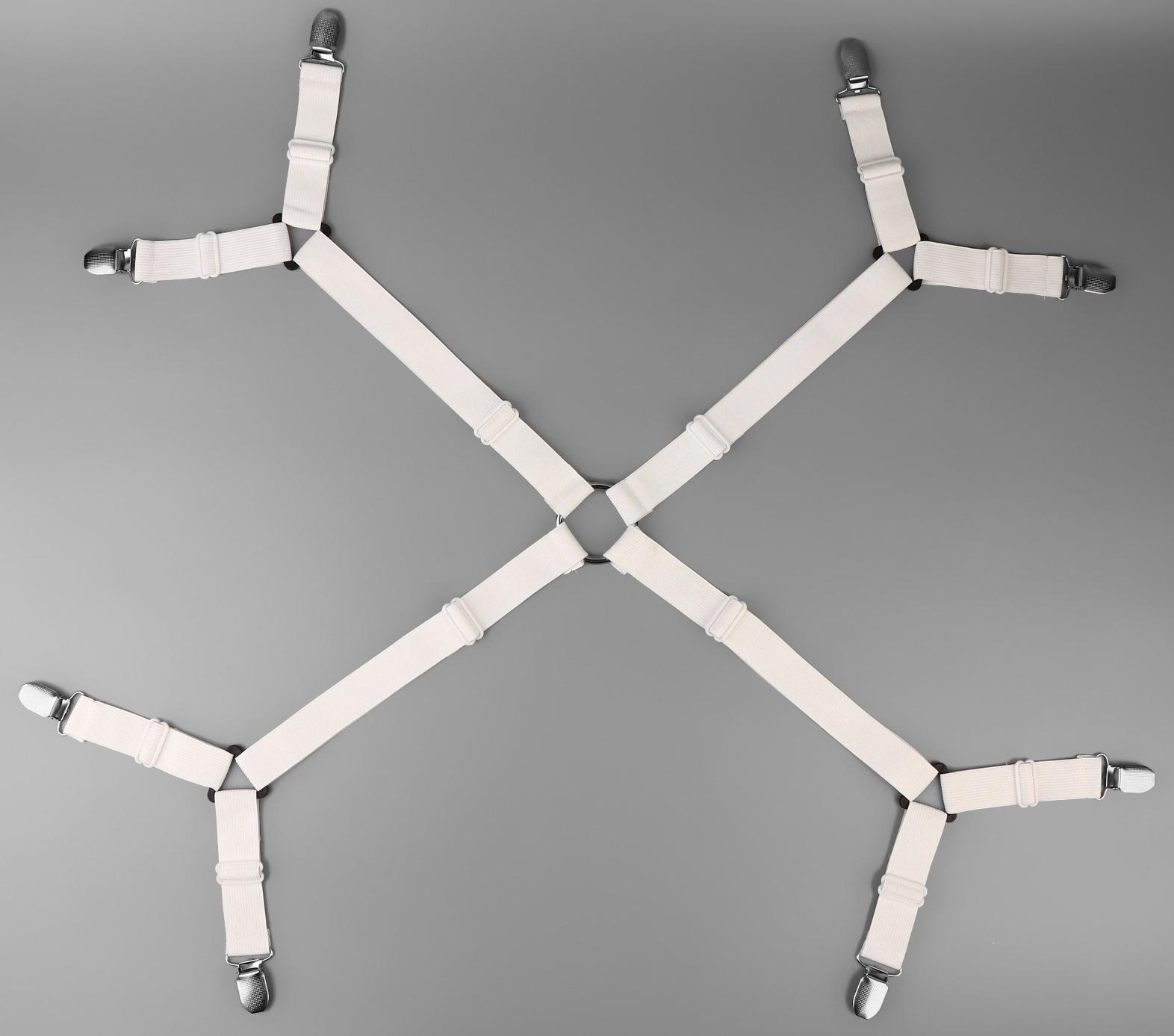 Зажимы на резинке, с регуляторами, на 4 угла, 2 × 240 см, цвет белый