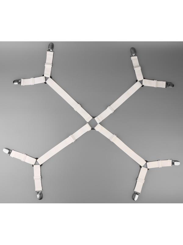 Зажимы на резинке, с регуляторами, на 4 угла, 2 × 240 см, цвет белый