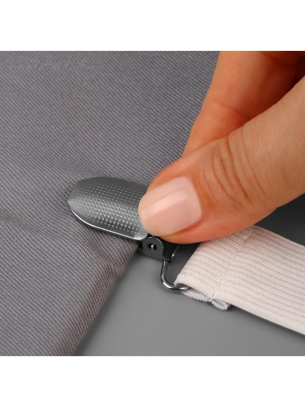 Зажимы на резинке, с регуляторами, на 4 угла, 2 × 240 см, цвет белый