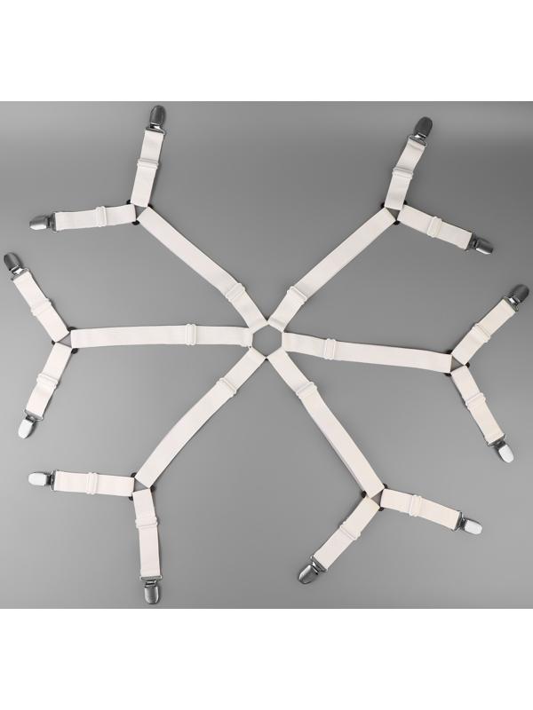 Зажимы на резинке, с регуляторами, на 4 угла и 2 стороны, 2 × 240 см, цвет белый