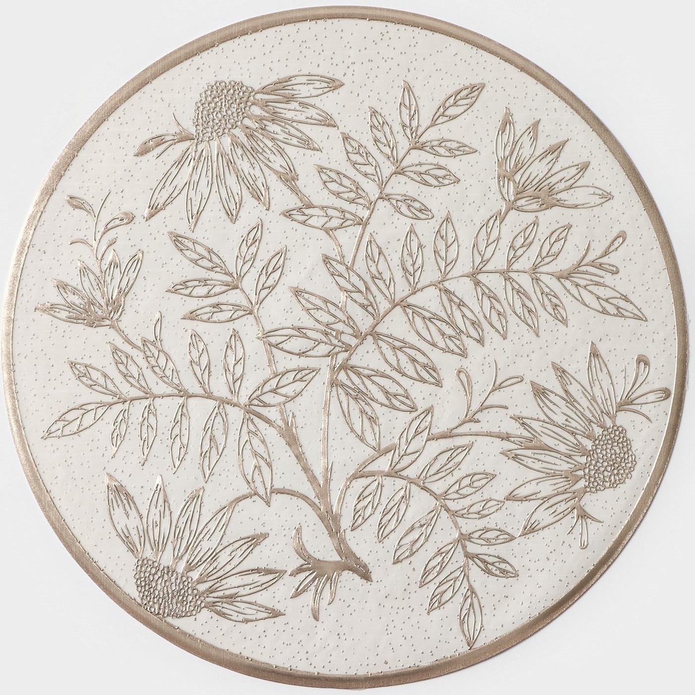 Набор салфеток сервировочных Доляна «Ботаника», 2 шт, d=38 см, цвет бежевый