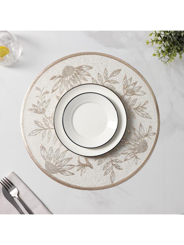 Набор салфеток сервировочных Доляна «Ботаника», 2 шт, d=38 см, цвет бежевый