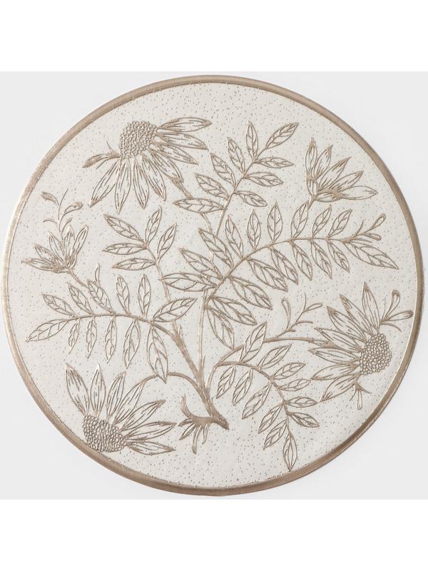 Набор салфеток сервировочных Доляна «Ботаника», 2 шт, d=38 см, цвет бежевый