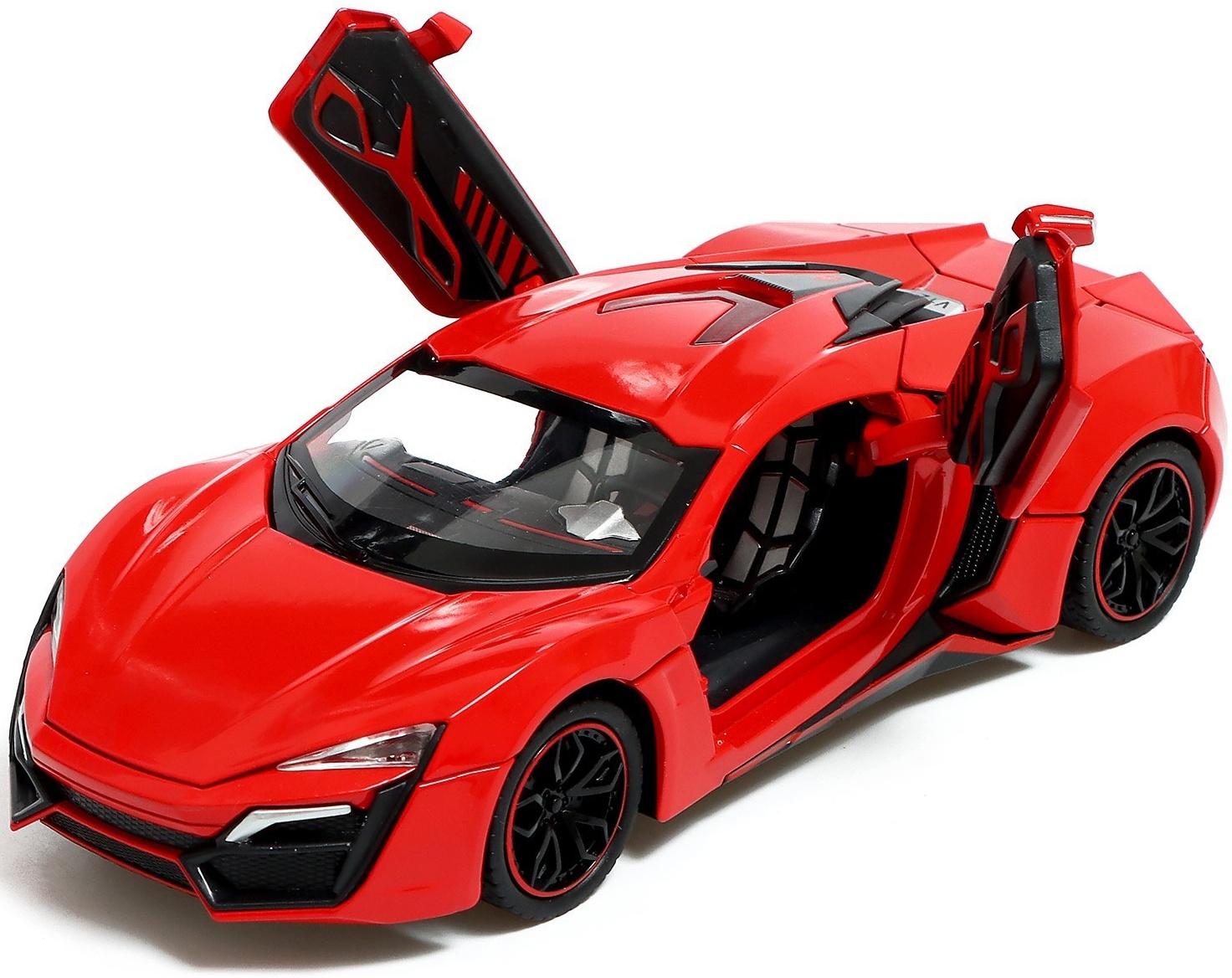 Машина металлическая «Купе», 1:24, открываются двери, капот, багажник, инерция, цвет красный