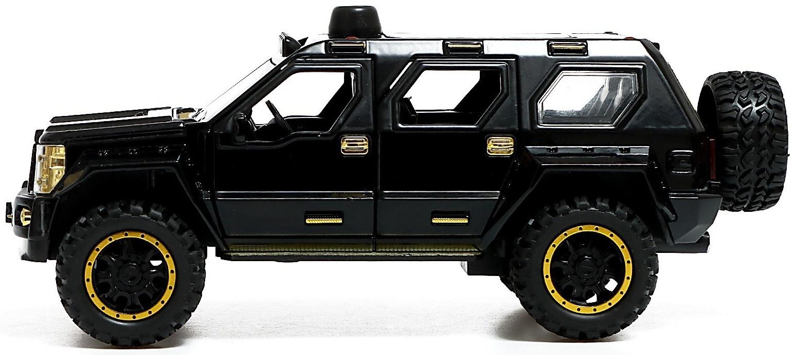 Джип металлический «Армия», 1:24, открываются двери, капот, багажник, инерция, цвет чёрный