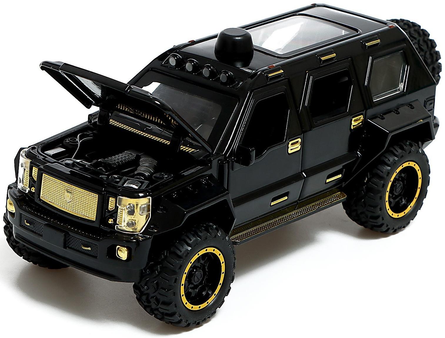 Джип металлический «Армия», 1:24, открываются двери, капот, багажник, инерция, цвет чёрный