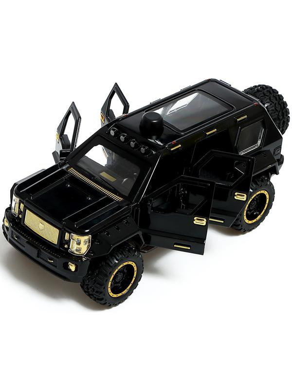 Джип металлический «Армия», 1:24, открываются двери, капот, багажник, инерция, цвет чёрный