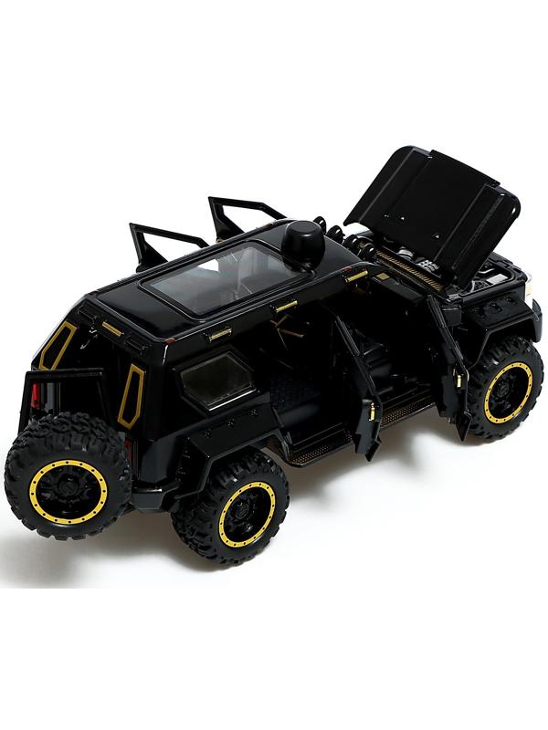 Джип металлический «Армия», 1:24, открываются двери, капот, багажник, инерция, цвет чёрный