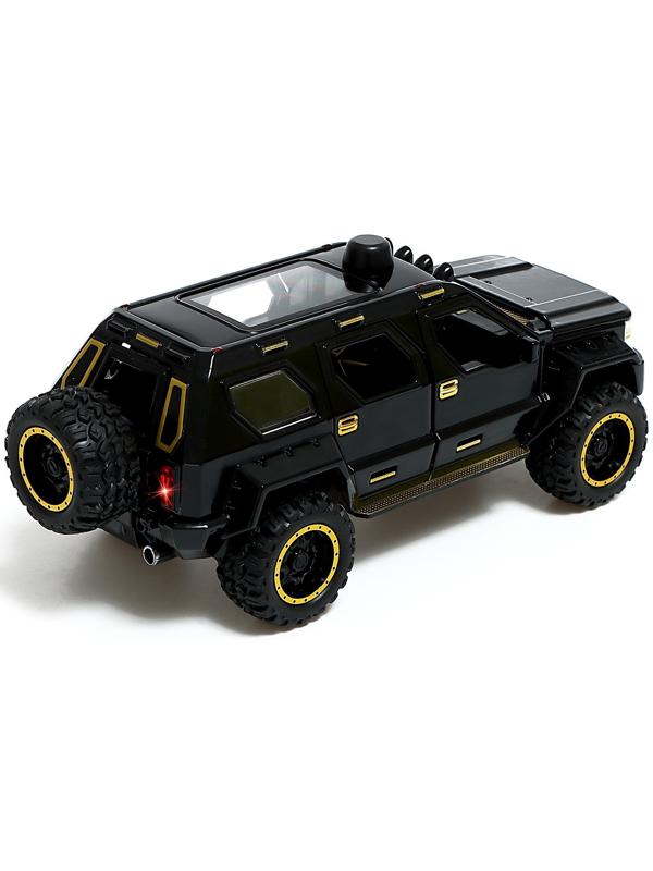 Джип металлический «Армия», 1:24, открываются двери, капот, багажник, инерция, цвет чёрный