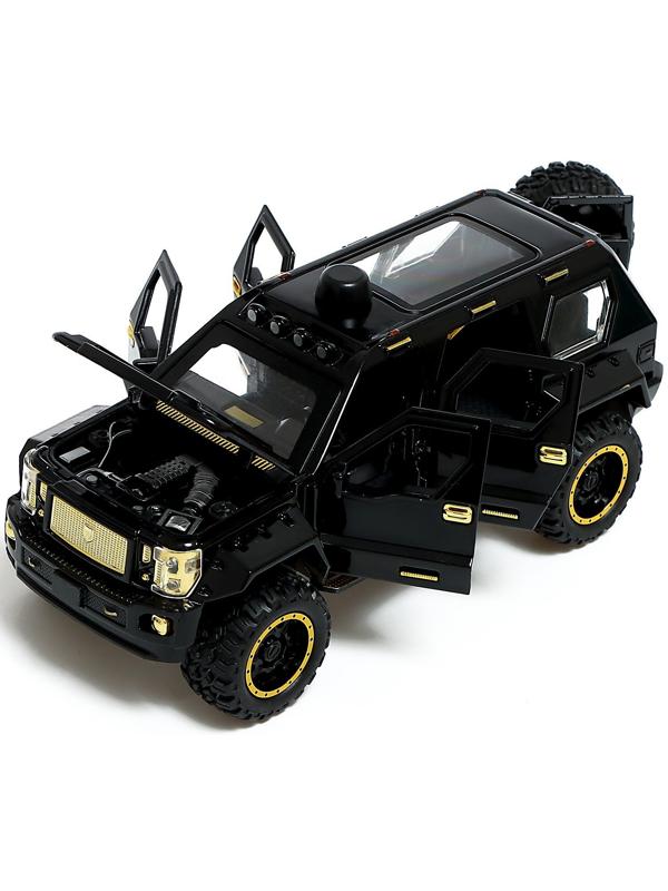 Джип металлический «Армия», 1:24, открываются двери, капот, багажник, инерция, цвет чёрный