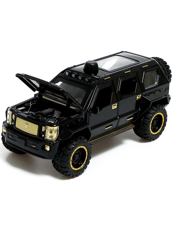 Джип металлический «Армия», 1:24, открываются двери, капот, багажник, инерция, цвет чёрный