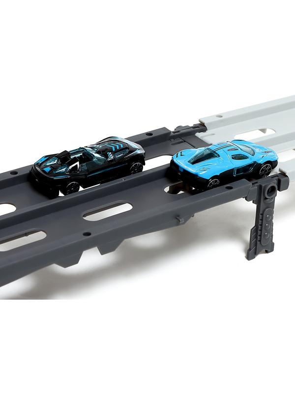 Парковка 2 в 1 Truck, 6 машинок, трансформируется в автотрек, звук, цвет синий