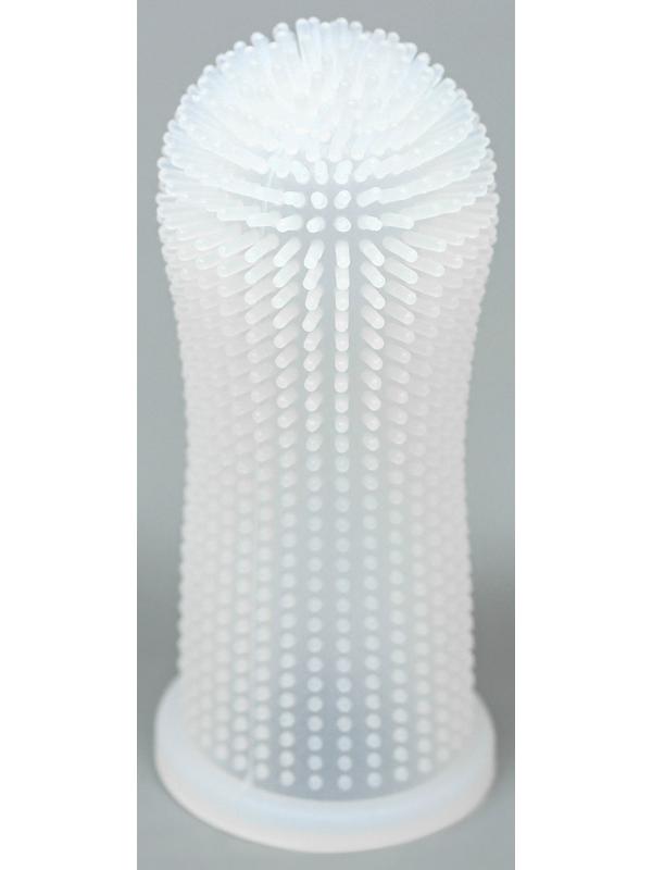 Щётка для чистки зубов животных, 5,5 х 2,5 см, белая, контейнер 7 х 4 см