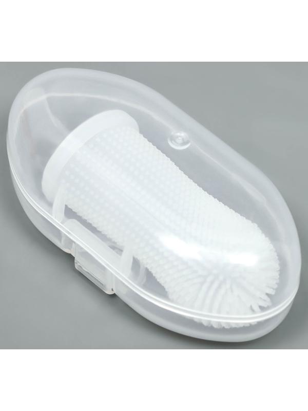 Щётка для чистки зубов животных, 5,5 х 2,5 см, белая, контейнер 7 х 4 см