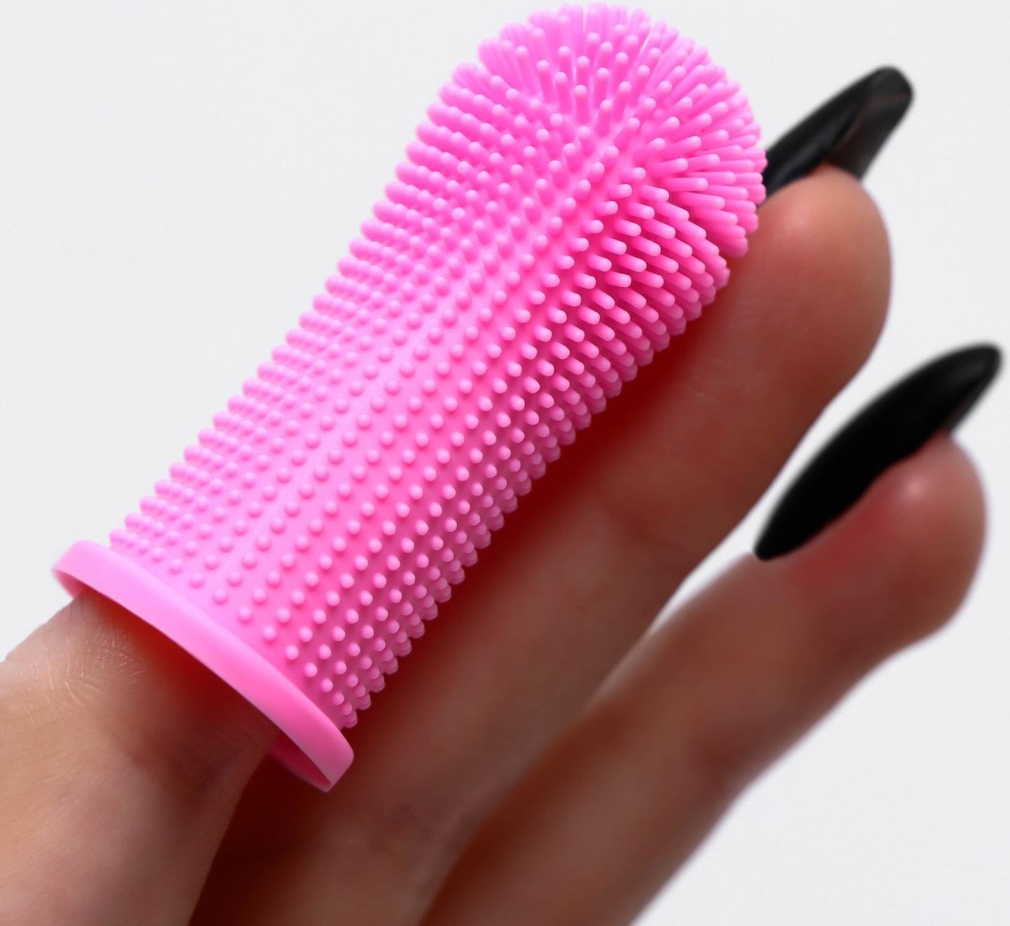 Щётка для чистки зубов животных, 5,5 х 2,5 см, розовая, контейнер 7 х 4 см