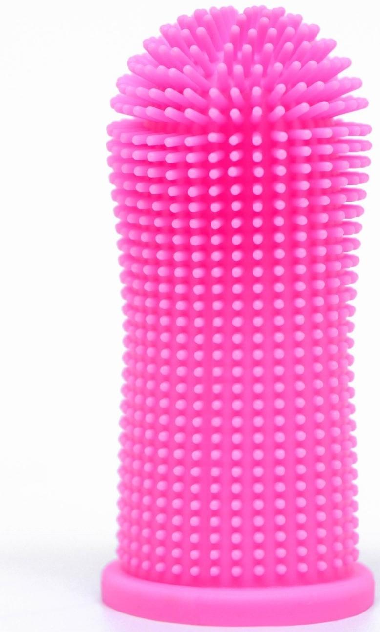 Щётка для чистки зубов животных, 5,5 х 2,5 см, розовая, контейнер 7 х 4 см