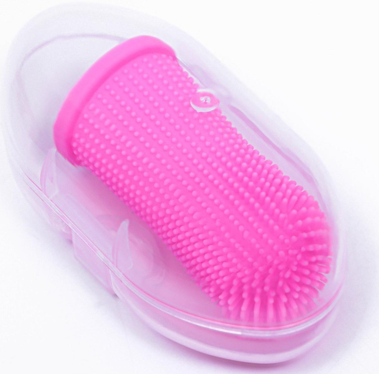 Щётка для чистки зубов животных, 5,5 х 2,5 см, розовая, контейнер 7 х 4 см