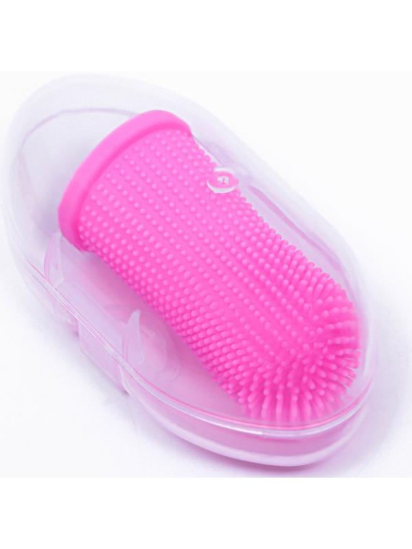 Щётка для чистки зубов животных, 5,5 х 2,5 см, розовая, контейнер 7 х 4 см