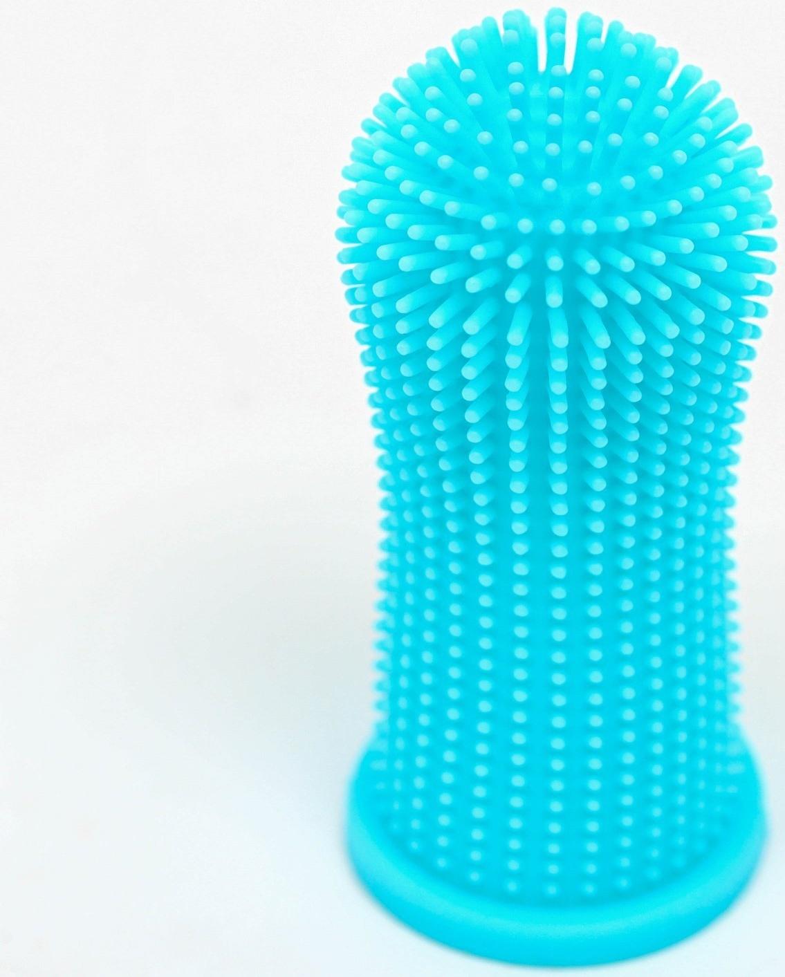 Щётка для чистки зубов животных, 5,5 х 2,5 см, голубая, контейнер 7 х 4 см