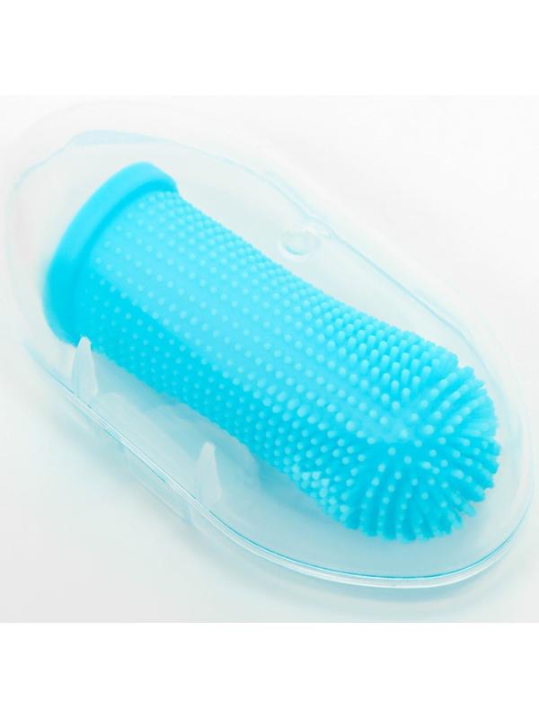 Щётка для чистки зубов животных, 5,5 х 2,5 см, голубая, контейнер 7 х 4 см