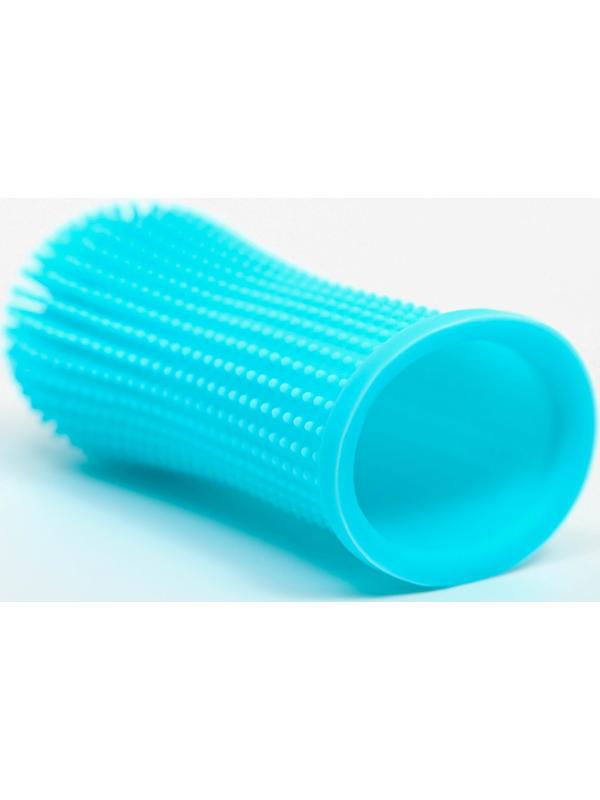 Щётка для чистки зубов животных, 5,5 х 2,5 см, голубая, контейнер 7 х 4 см