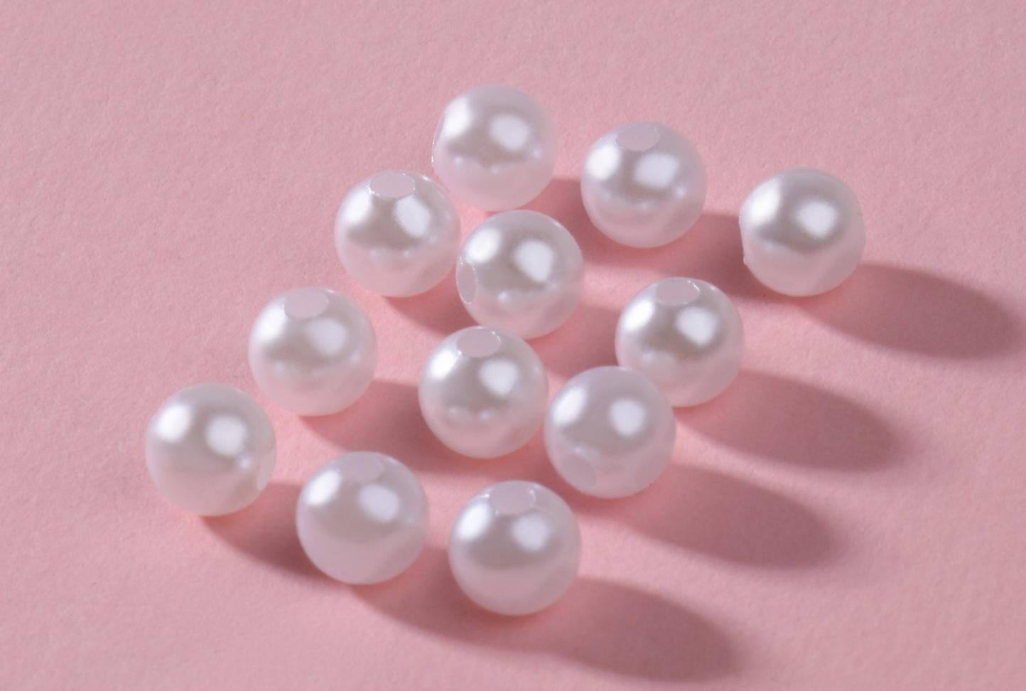 Жемчуг пришивной, d = 6 мм, 500 гр., цвет белый