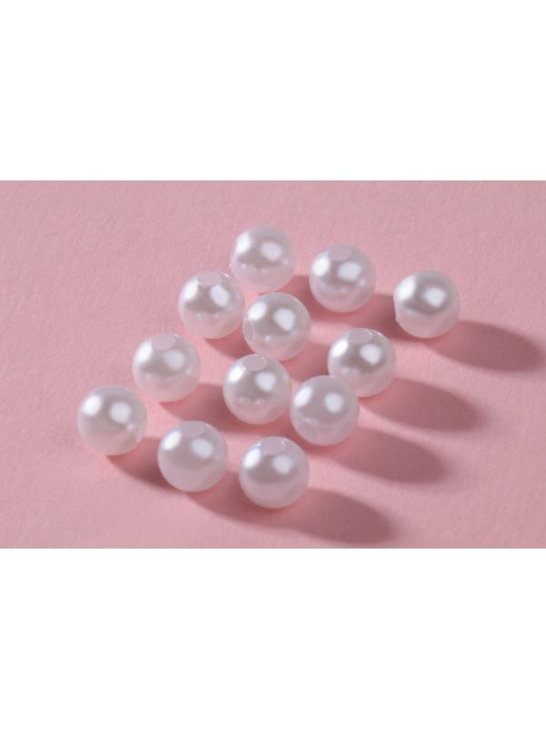 Жемчуг пришивной, d = 6 мм, 500 гр., цвет белый
