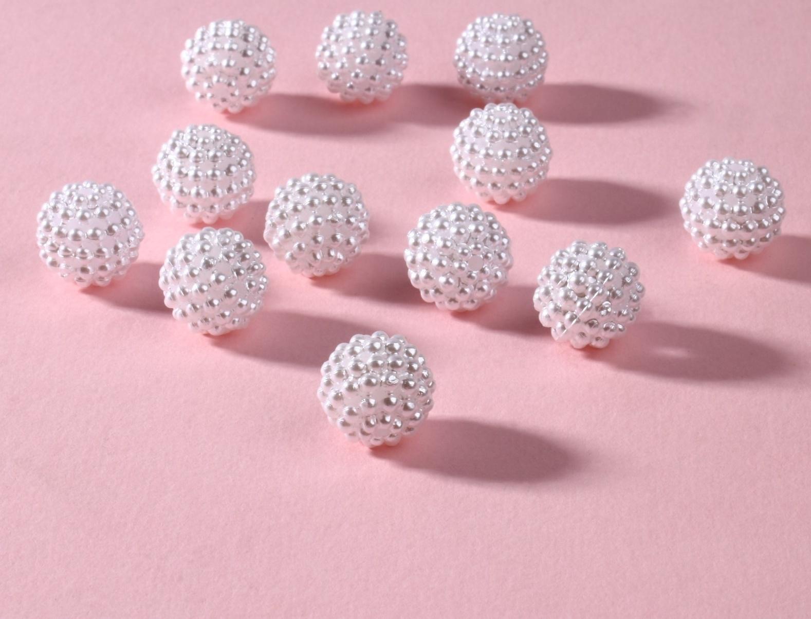 Бусины пришивные «Ежевика», d = 12 мм, 500 гр., цвет белый