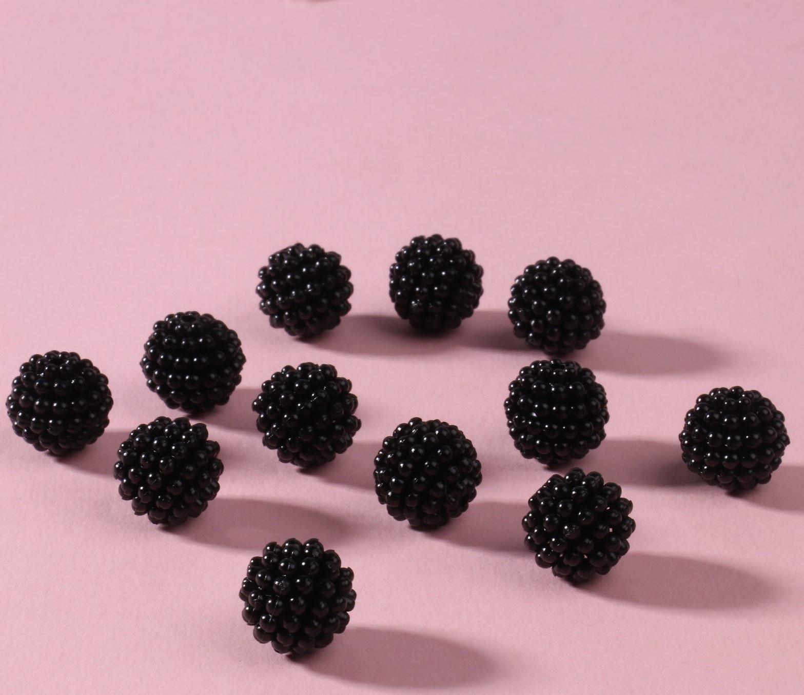Бусины пришивные «Ежевика», d = 12 мм, 500 гр., цвет чёрный