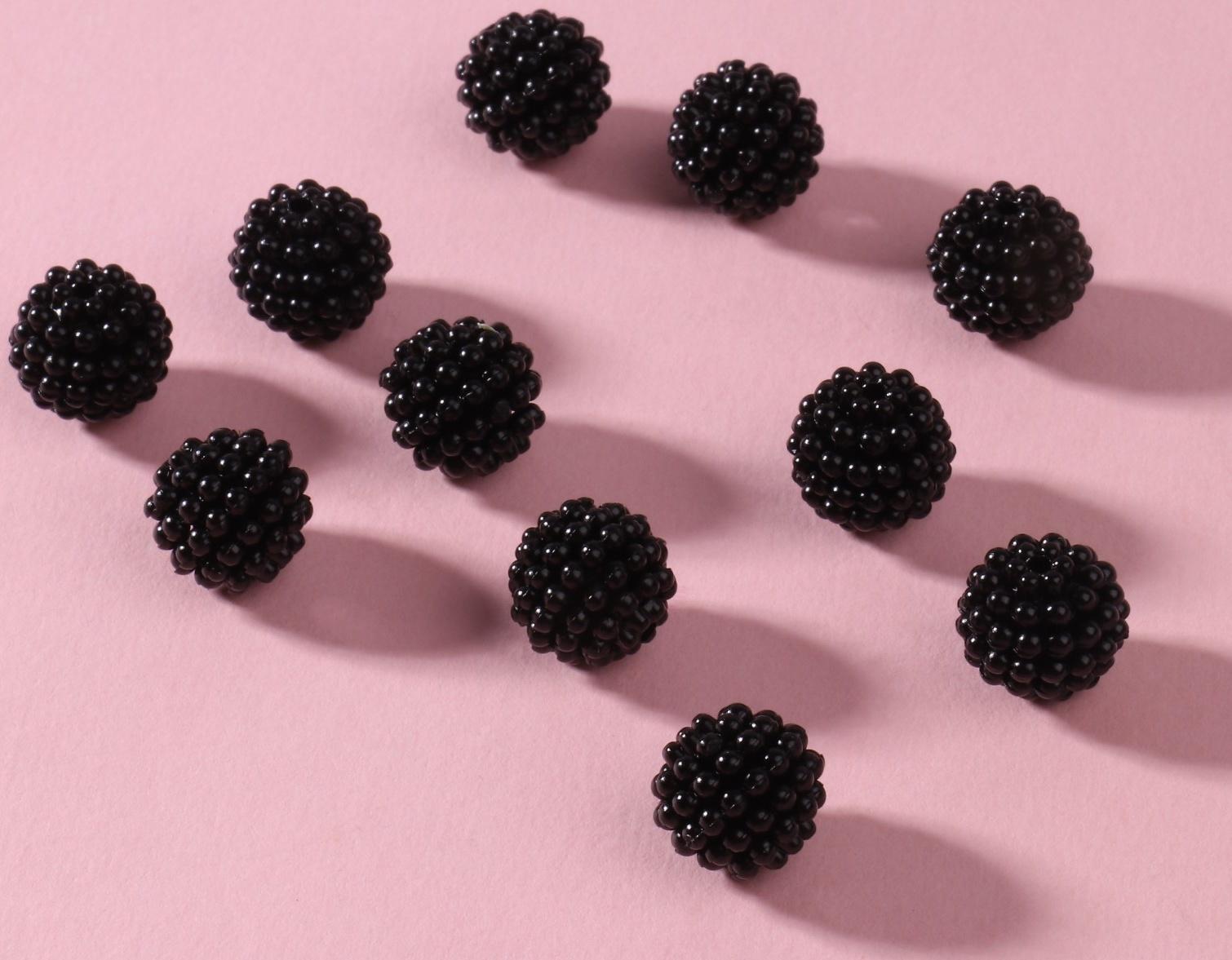 Бусины пришивные «Ежевика», d = 12 мм, 500 гр., цвет чёрный