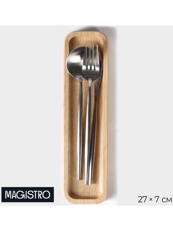 Подставка для столовых приборов Magistro Tropical, 27×7×1,8 см, каучуковое дерево