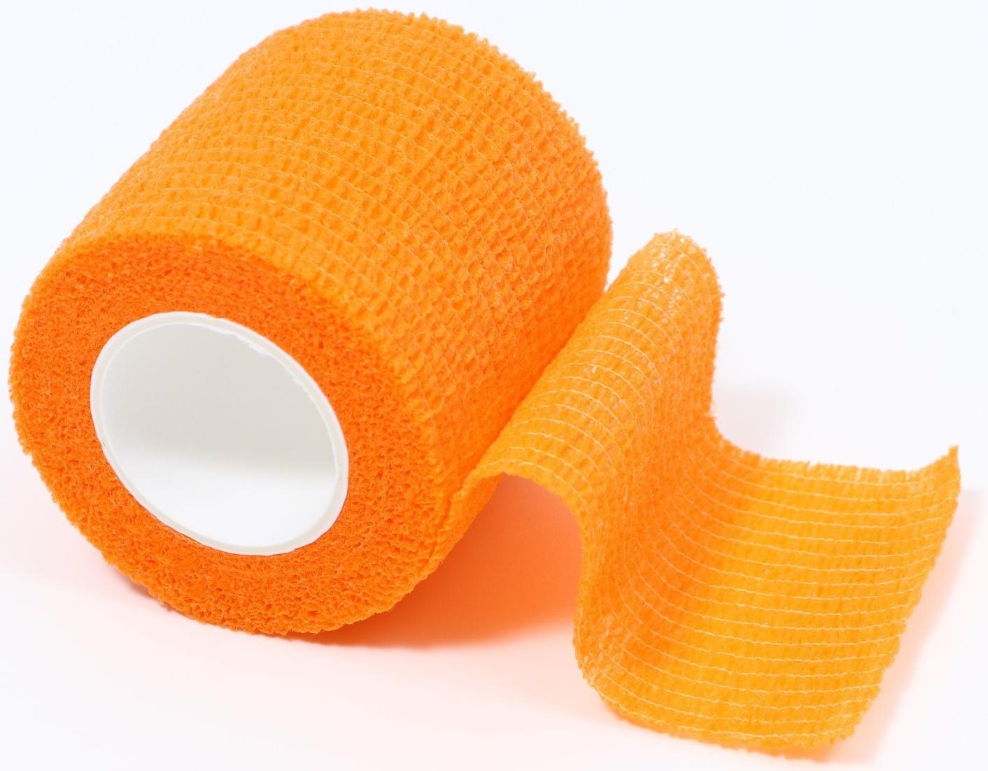 Бинт самофиксирующийся разрывной «Groomroom»‎, 5 см х 4,5 м, оранжевый