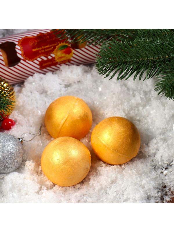 Новогодний набор бомбочек для ванны «Красная конфета», золотой, 3 шт по 100 гр.