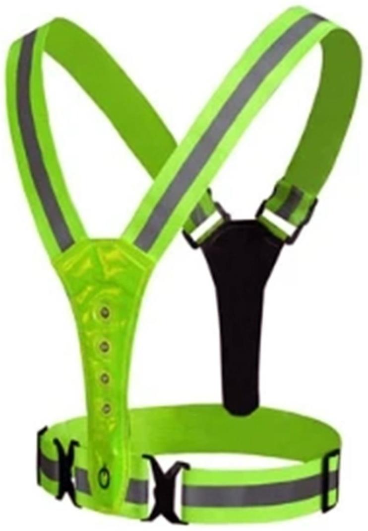 Жилет сигнальный, светоотражающий с регулируемым размером, салатовый, LED сигнал, 4 режима