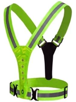 Жилет сигнальный, светоотражающий с регулируемым размером, салатовый, LED сигнал, 4 режима