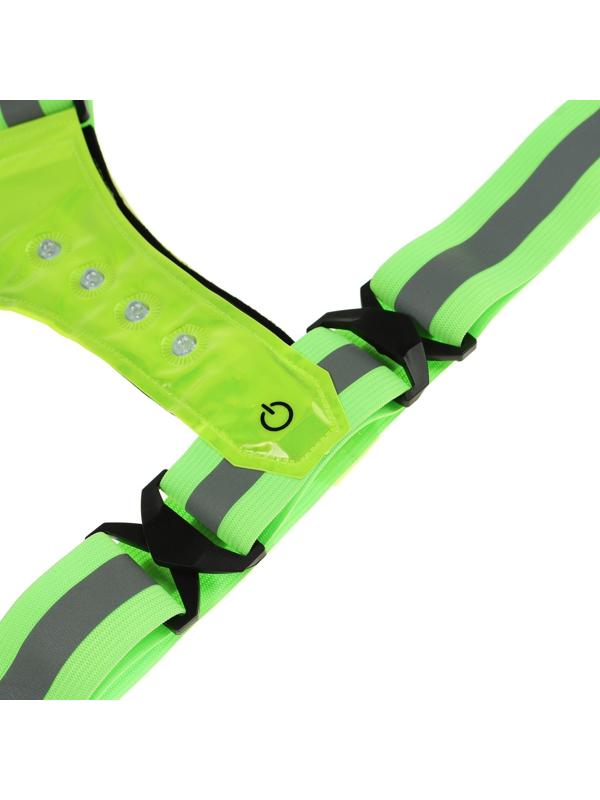 Жилет сигнальный, светоотражающий с регулируемым размером, салатовый, LED сигнал, 4 режима