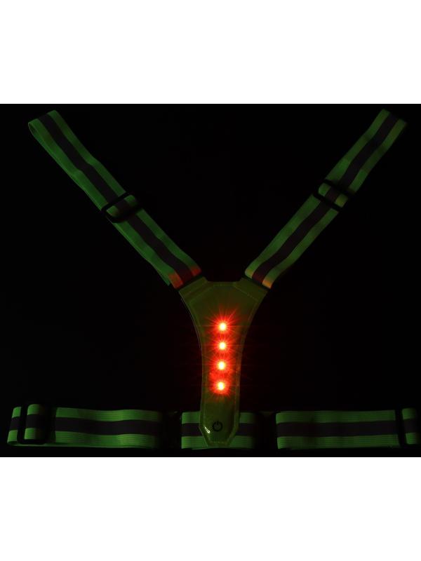 Жилет сигнальный, светоотражающий с регулируемым размером, салатовый, LED сигнал, 4 режима