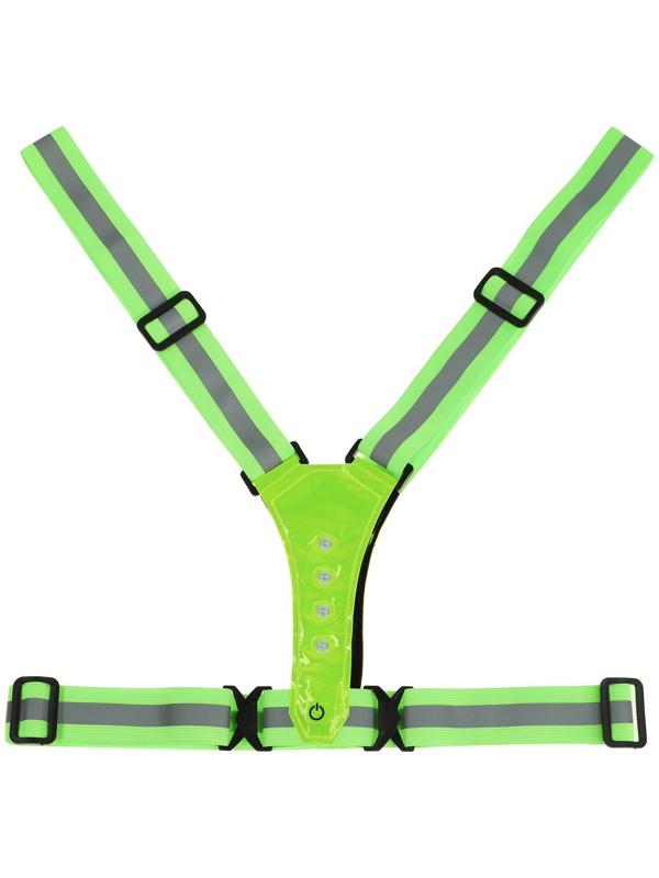 Жилет сигнальный, светоотражающий с регулируемым размером, салатовый, LED сигнал, 4 режима