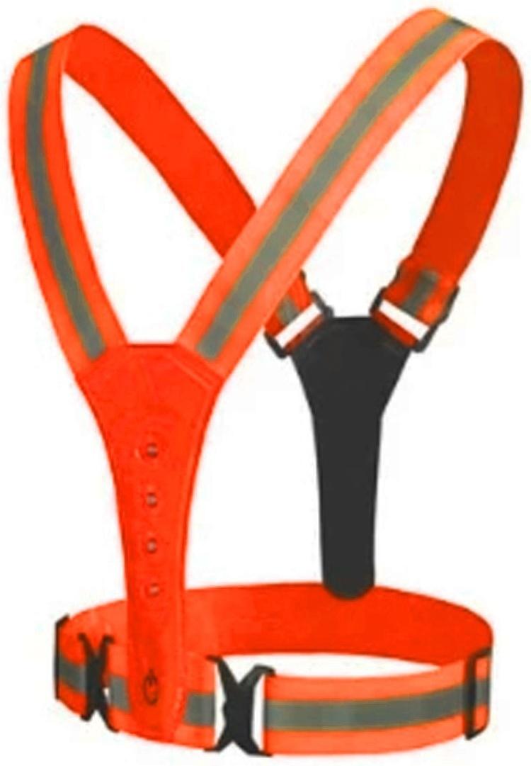 Жилет сигнальный, светоотражающий с регулируемым размером, оранжевый, LED сигнал, 4 режима