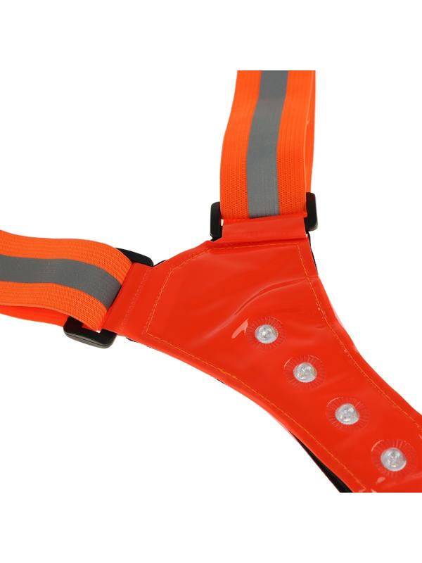 Жилет сигнальный, светоотражающий с регулируемым размером, оранжевый, LED сигнал, 4 режима