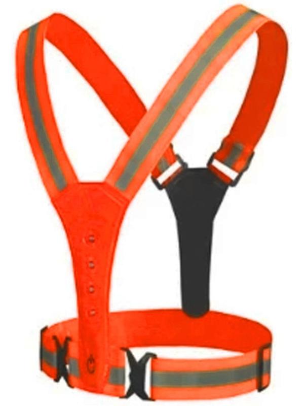 Жилет сигнальный, светоотражающий с регулируемым размером, оранжевый, LED сигнал, 4 режима