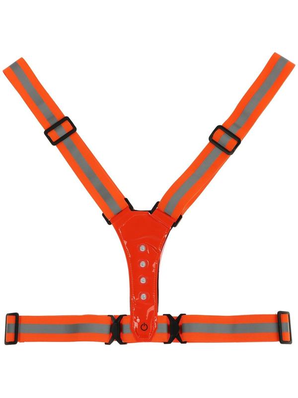 Жилет сигнальный, светоотражающий с регулируемым размером, оранжевый, LED сигнал, 4 режима