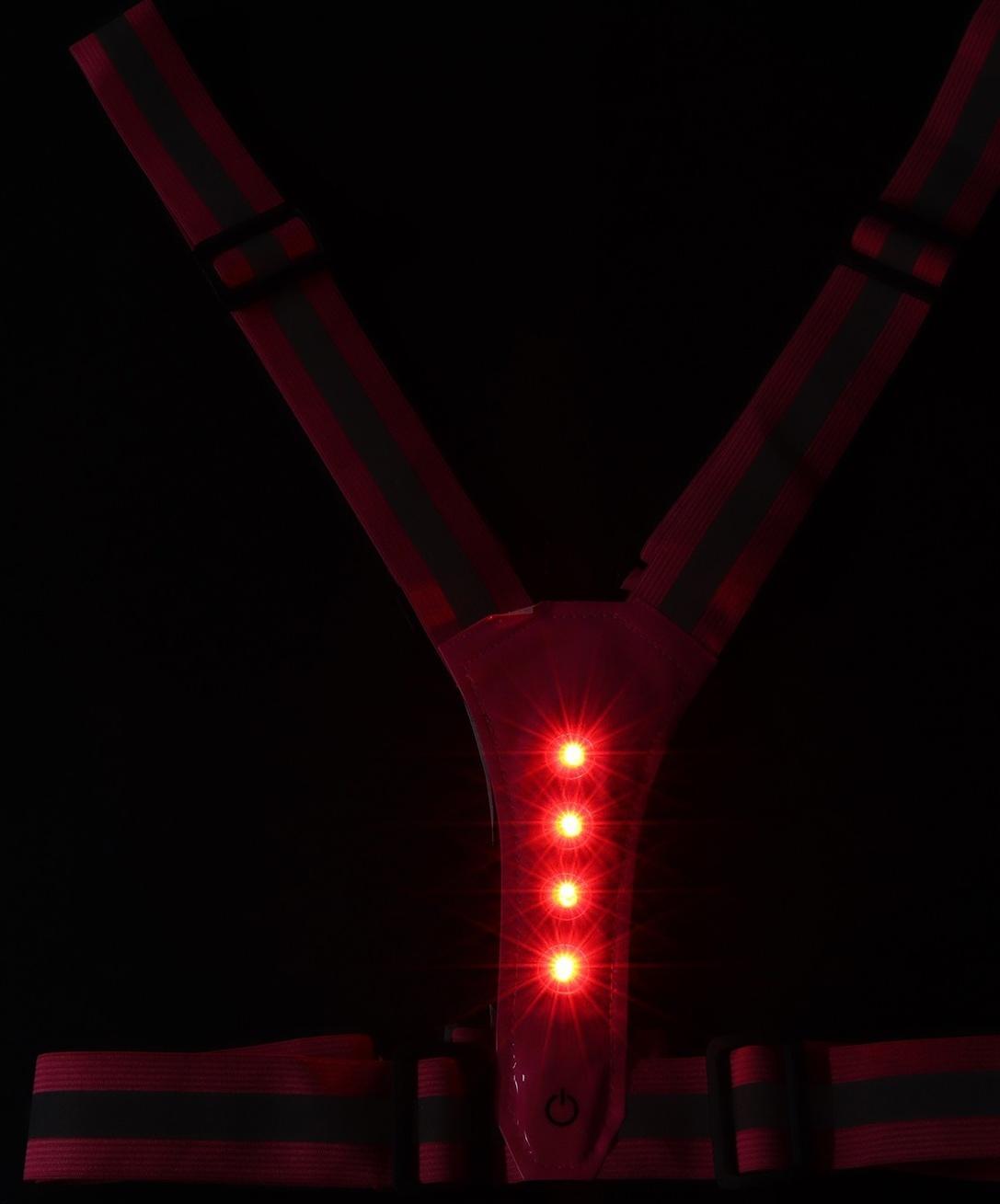 Жилет сигнальный, светоотражающий с регулируемым размером, розовый, LED сигнал, 4 режима