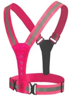 Жилет сигнальный, светоотражающий с регулируемым размером, розовый, LED сигнал, 4 режима